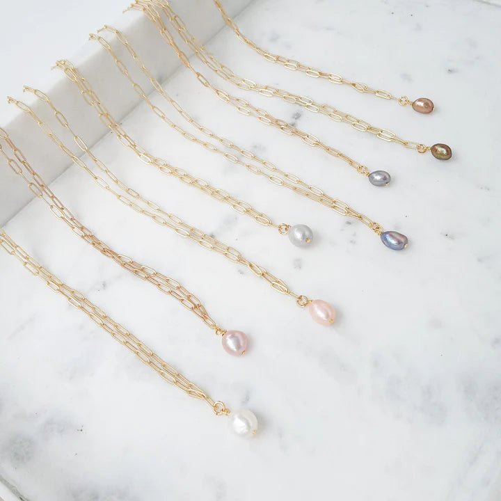 Paper Clip Chainw/ Mini Pearl