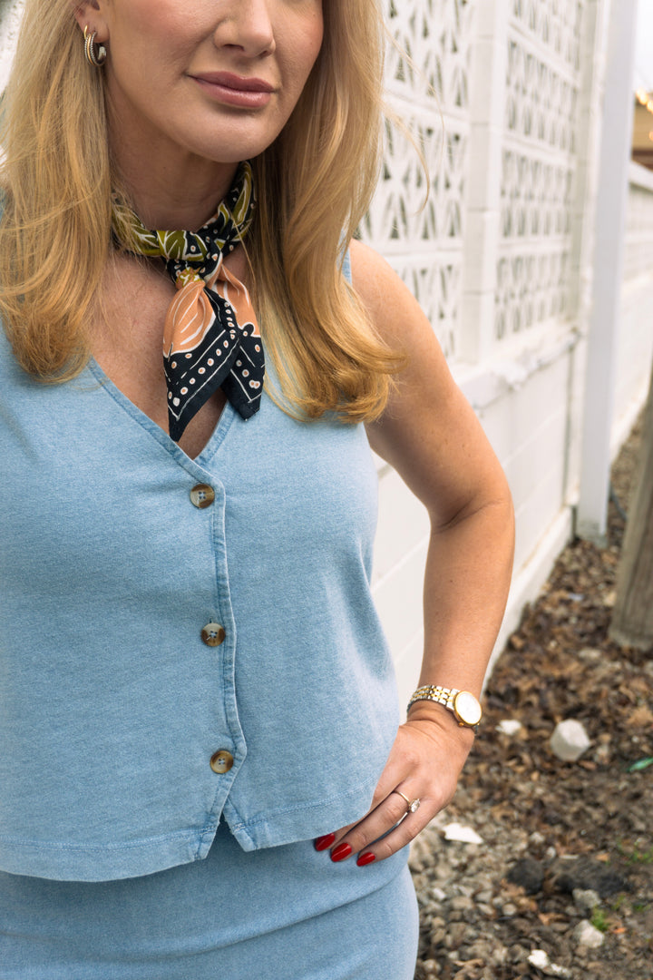 Noelle Jersey Denim Top