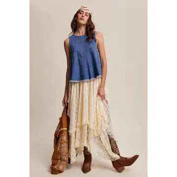 Denim Flare Peplum Top