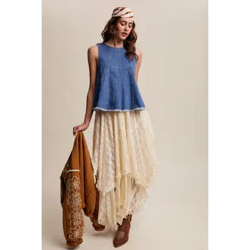 Denim Flare Peplum Top