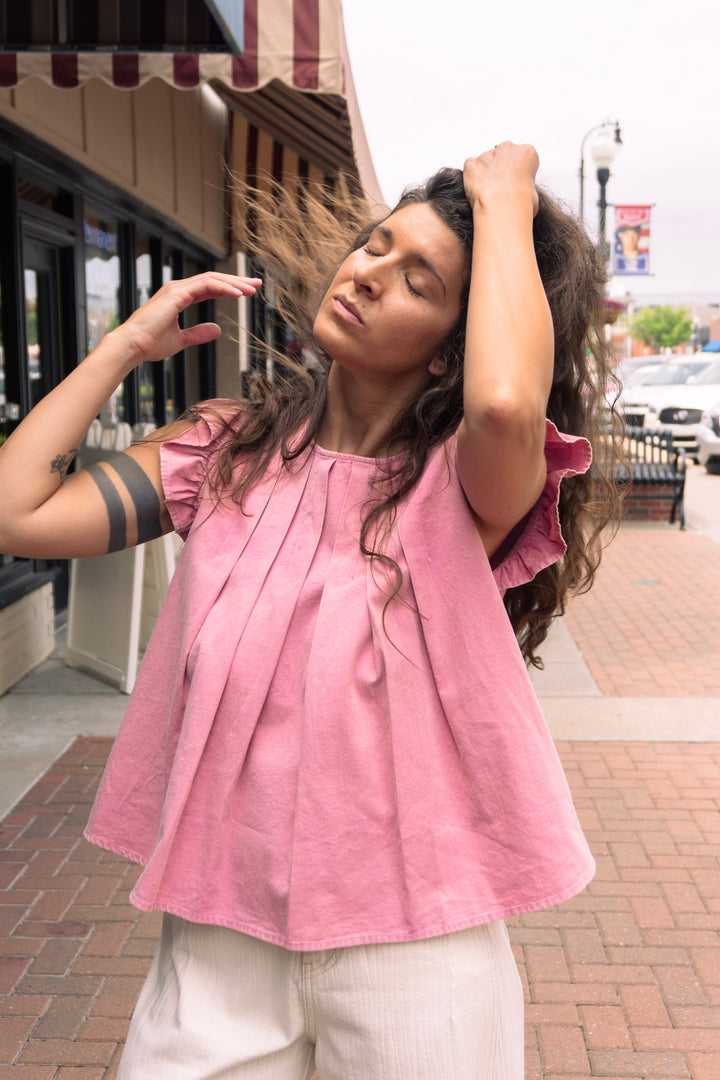 Regan Pleated Ruffle Blouse