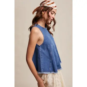 Denim Flare Peplum Top