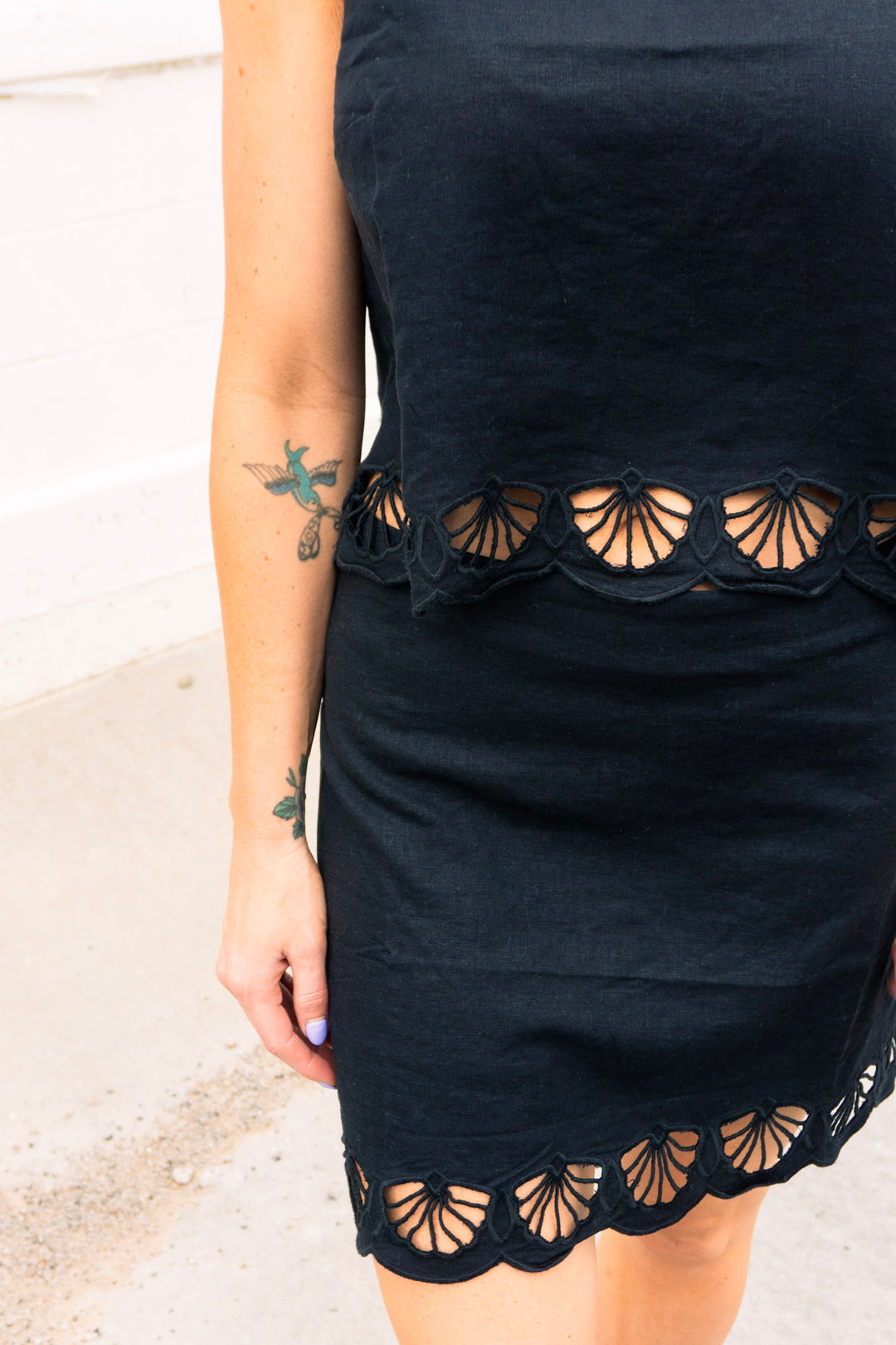 Charlene Embroidery Mini Skirt in Black