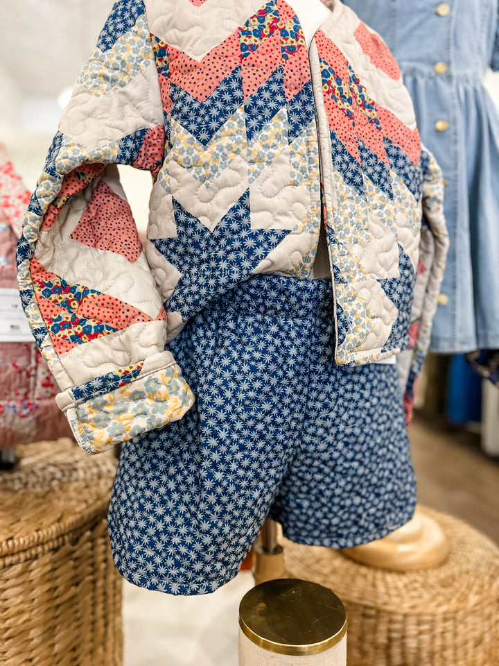 Quilted Patchwork Scallop Shorts