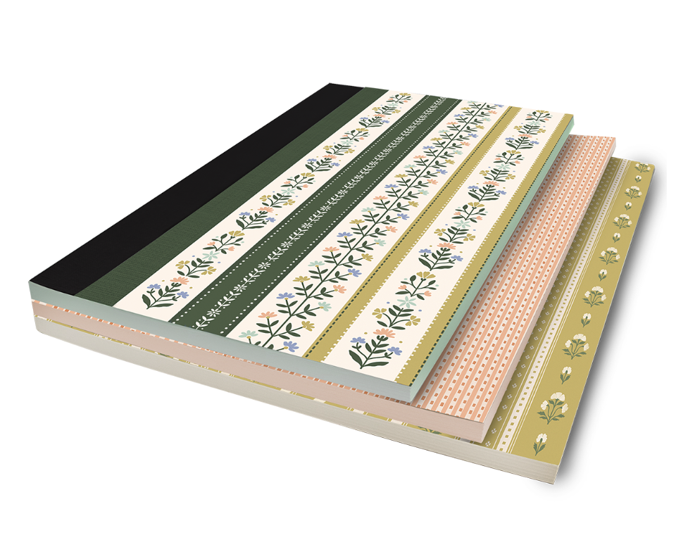 Floral Three-Tired Softcover Journal