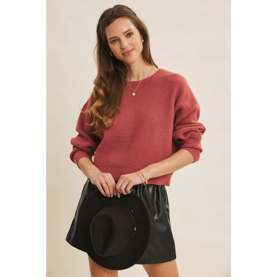 Sweater With Satin Back Bow