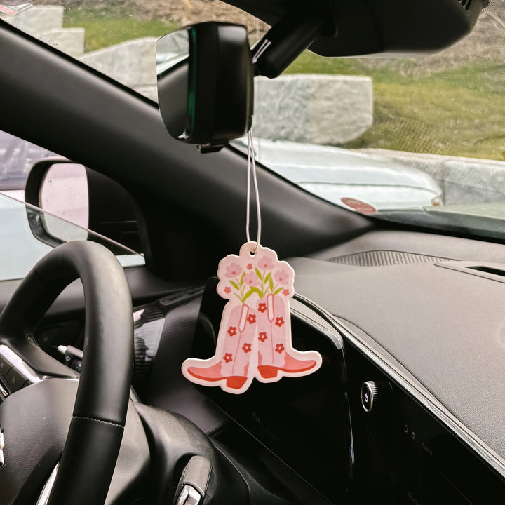 Floral Cowgirl Boot Car Air Freshener