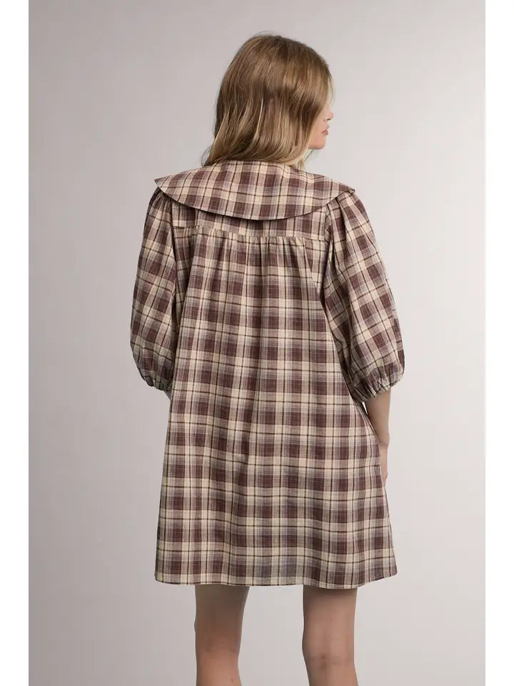 Gemma Plaid Peter Pan Mini Dress