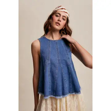 Denim Flare Peplum Top