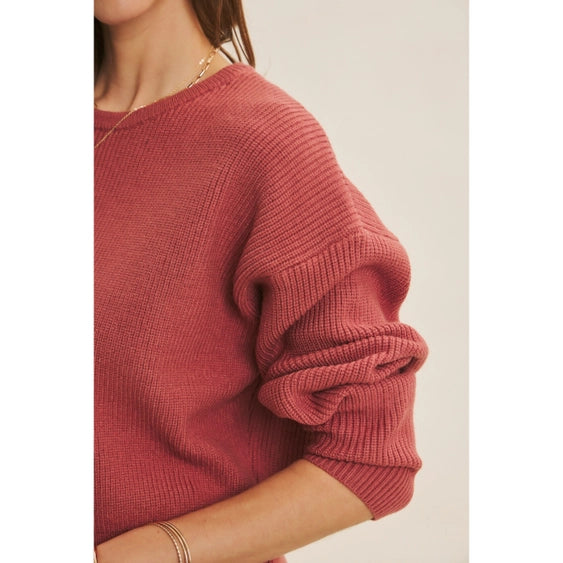 Sweater With Satin Back Bow