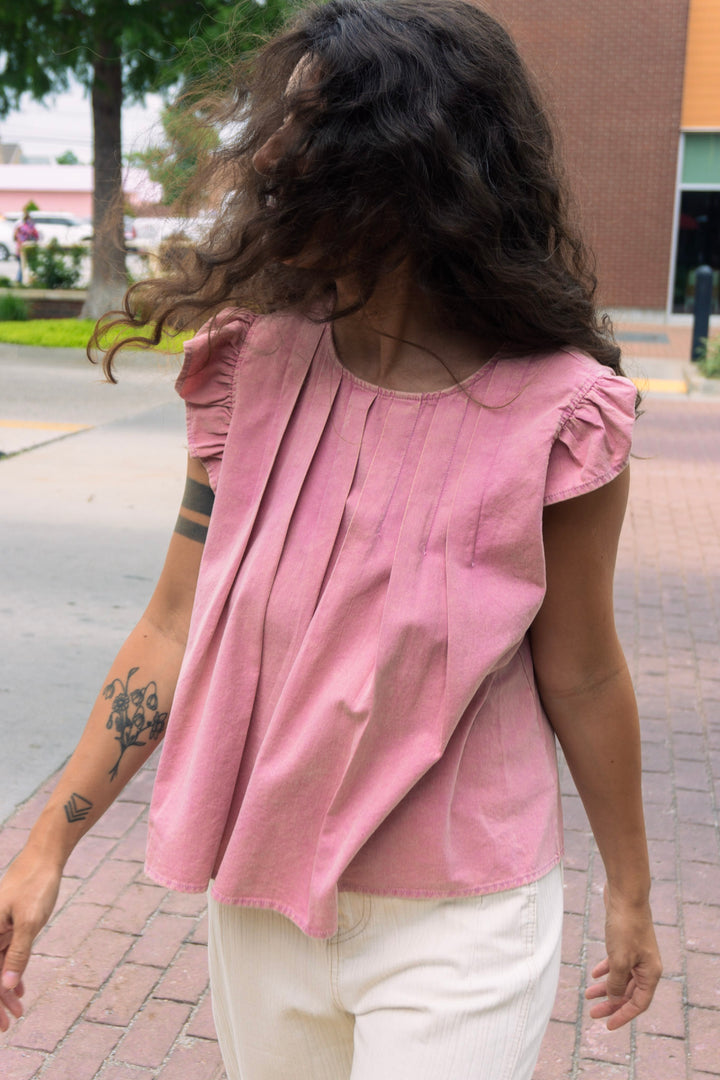 Regan Pleated Ruffle Blouse