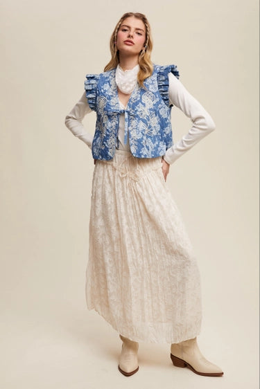 Floral Textured Maxi Skirt