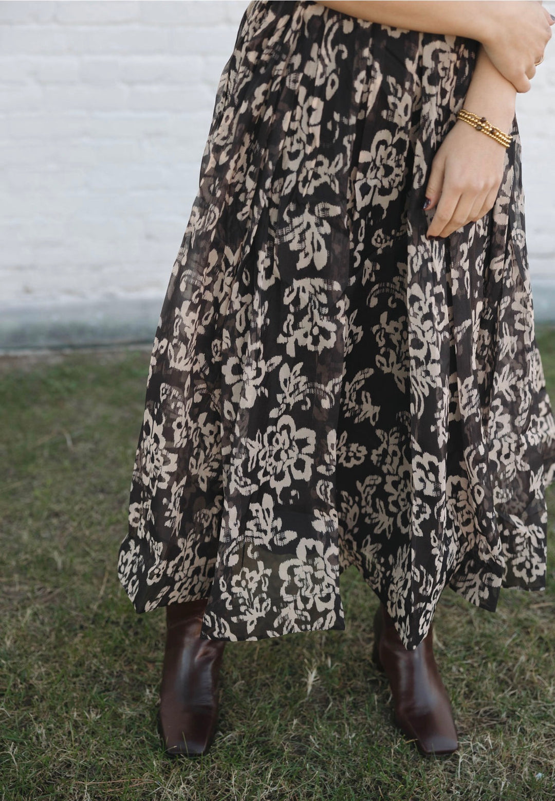 Brittany Floral Skirt - Black