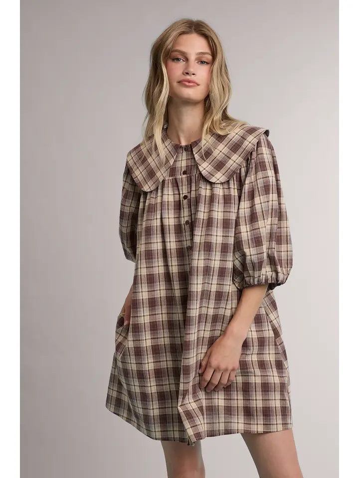 Gemma Plaid Peter Pan Mini Dress