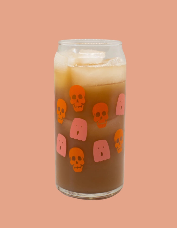 Ghost + Skull Glass Can