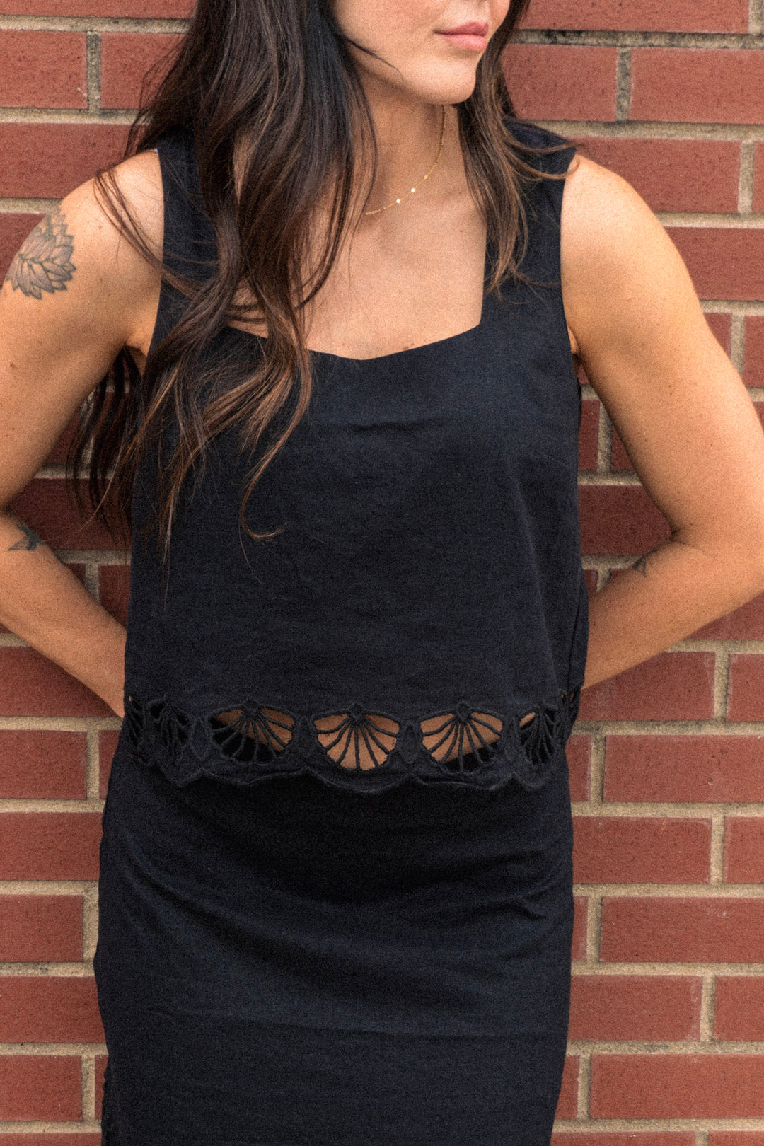 Charlene Embroidery Top in Black