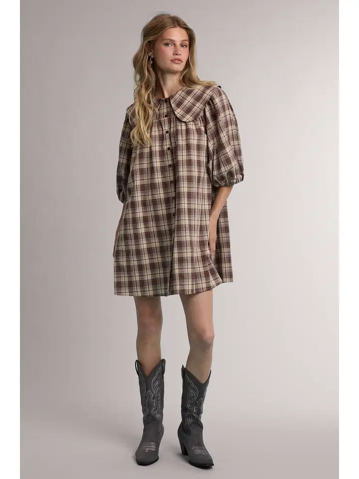 Gemma Plaid Peter Pan Mini Dress