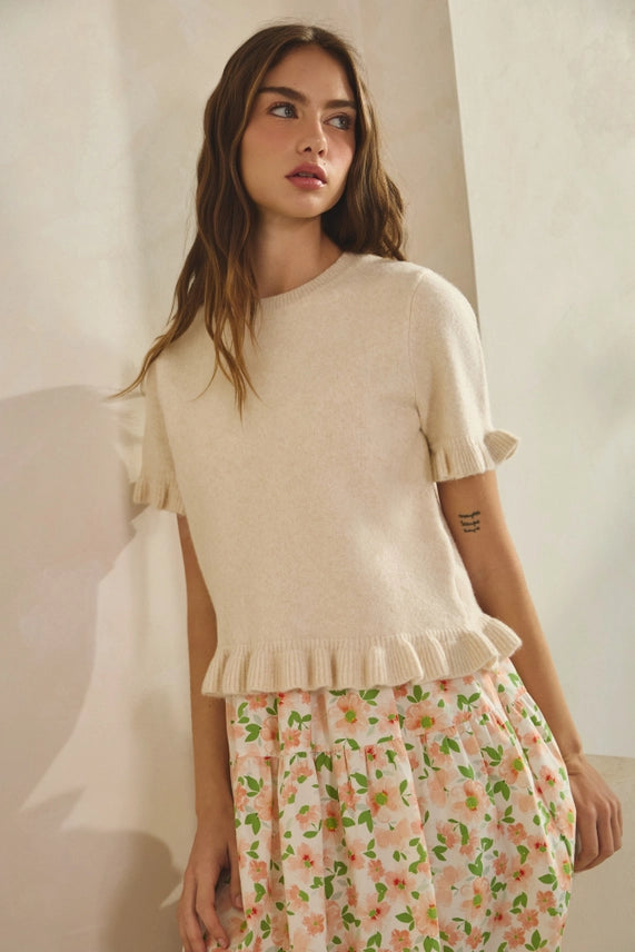Addy Ruffle Sweater Top