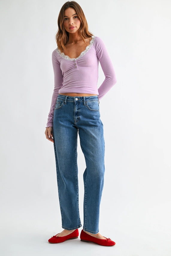 Bethany Bowed Straight Leg Jeans