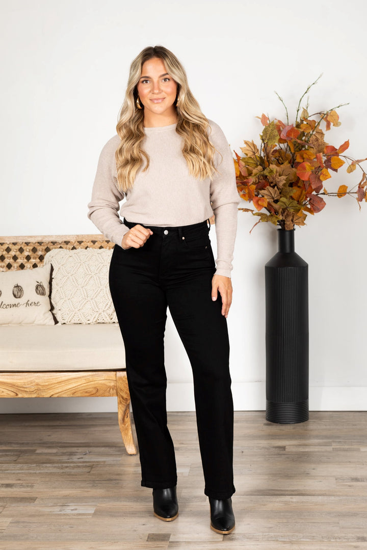 Black Straight-Leg Jeans