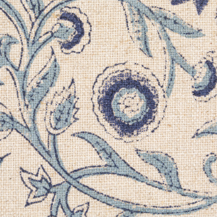 Blue Floral Block Print Pillow