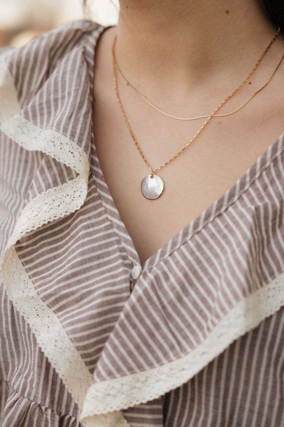 Striped V-Neck Quarter Sleeve Blouse