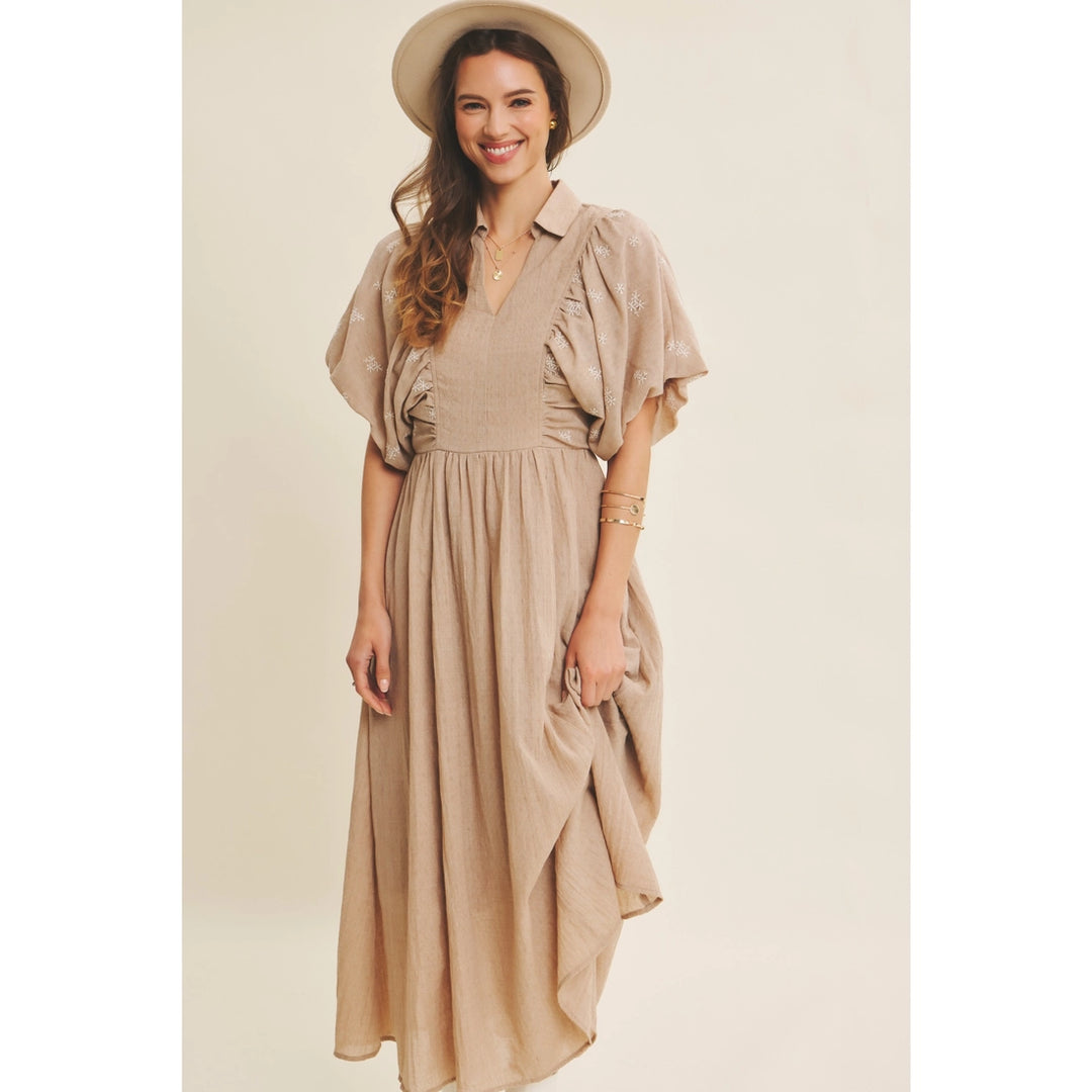 Bubble Sleeve Midi Dress