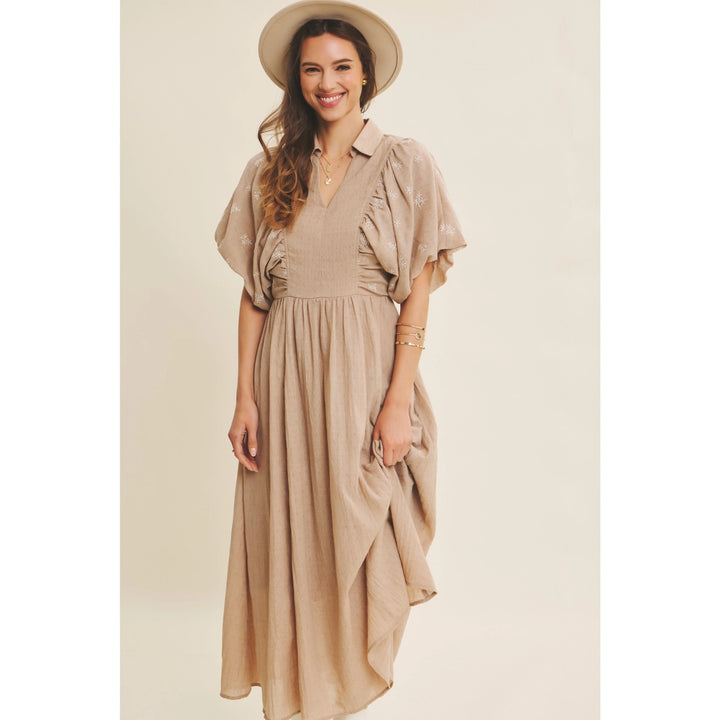 Bubble Sleeve Midi Dress