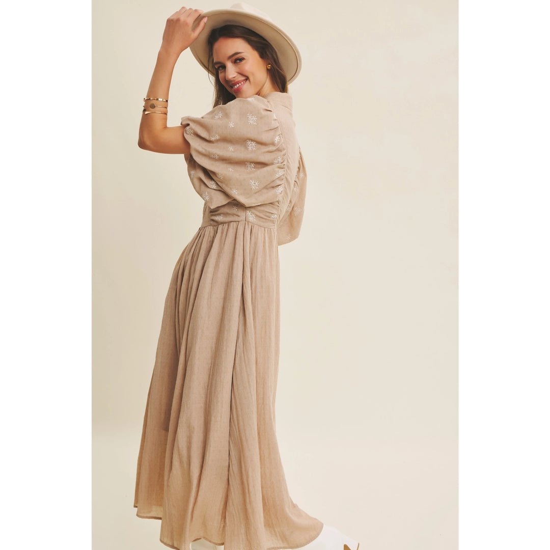 Bubble Sleeve Midi Dress