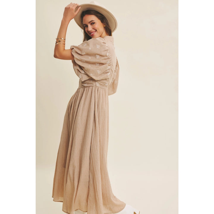 Bubble Sleeve Midi Dress