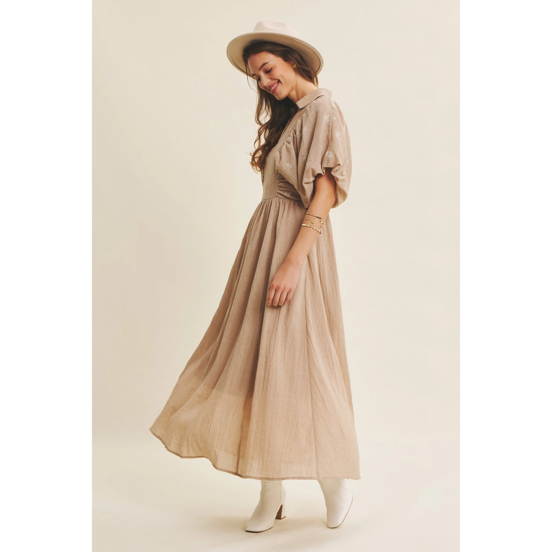 Bubble Sleeve Midi Dress