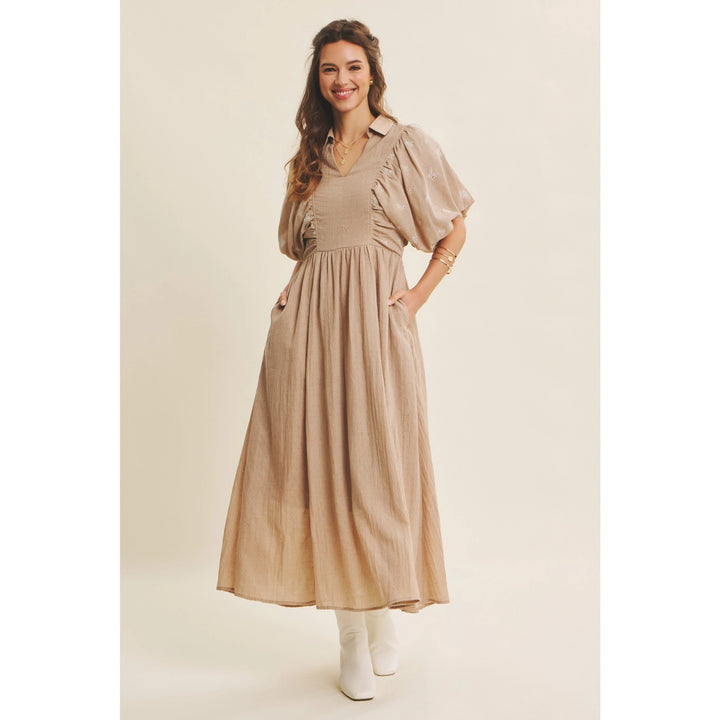 Bubble Sleeve Midi Dress