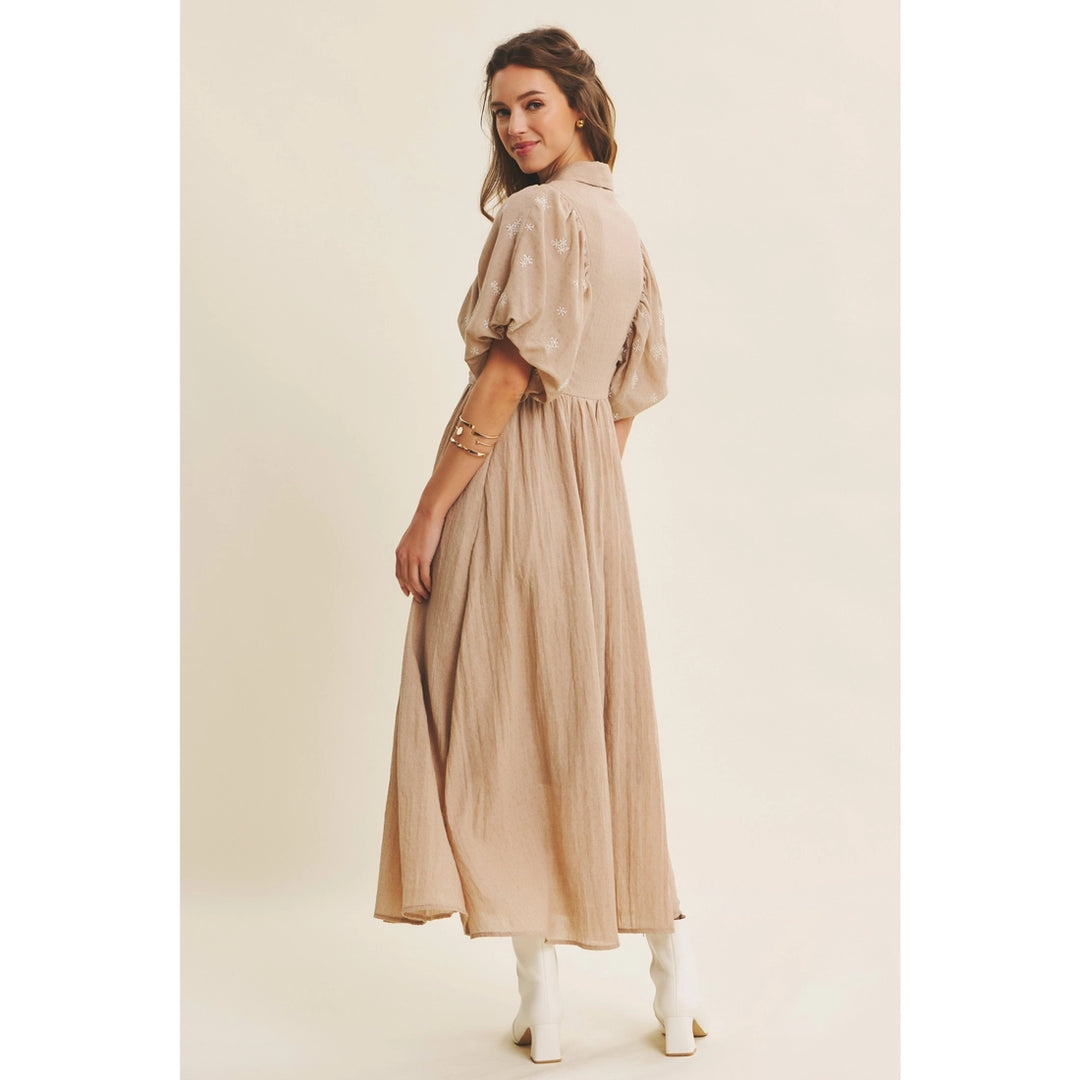 Bubble Sleeve Midi Dress