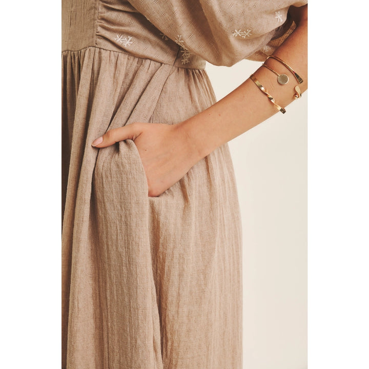 Bubble Sleeve Midi Dress