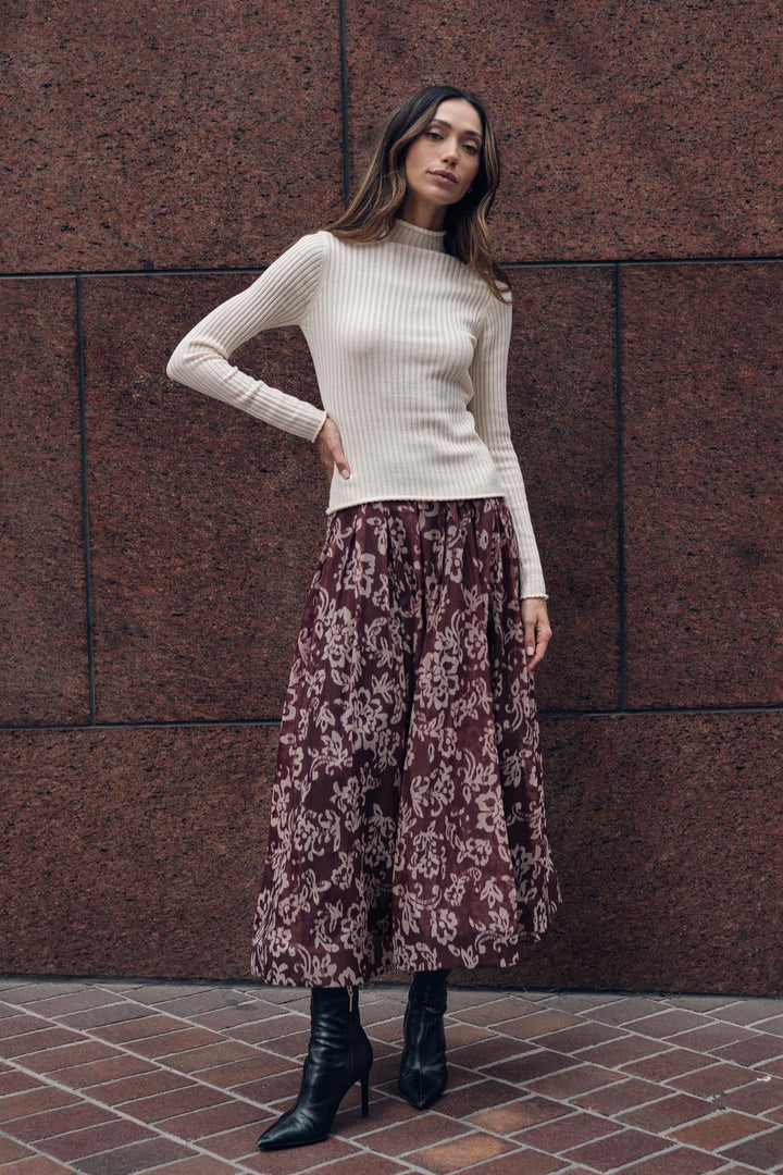 Brittany Floral Skirt - Burgundy