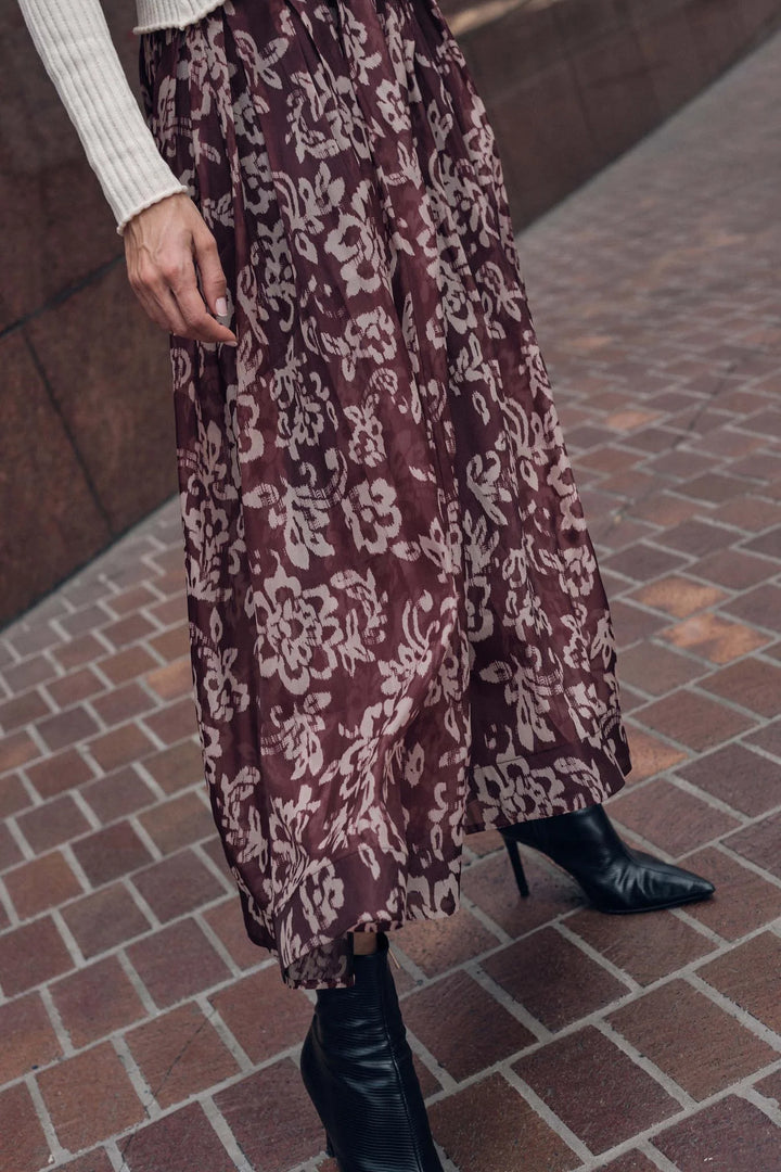 Brittany Floral Skirt - Burgundy