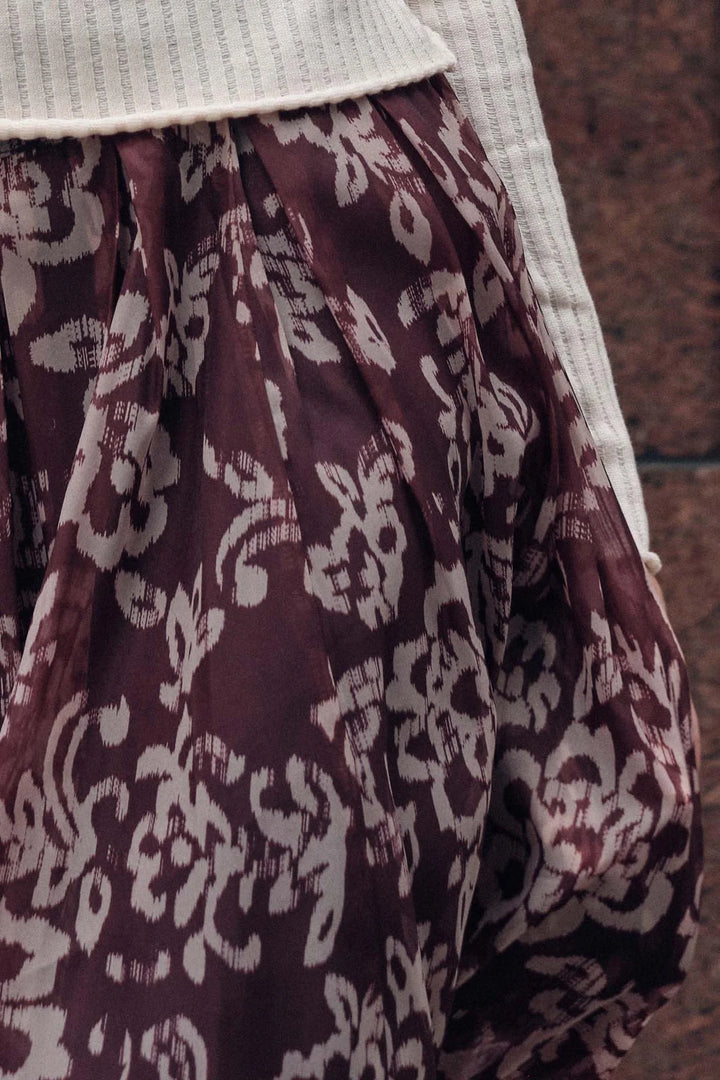 Brittany Floral Skirt - Burgundy