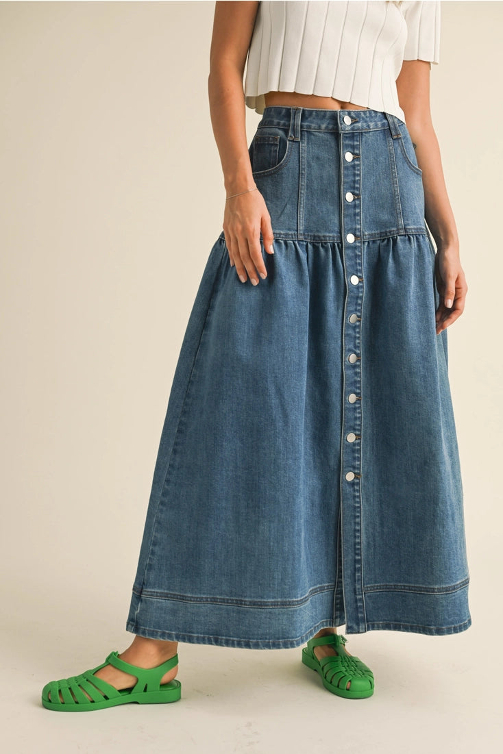 Button-down Denim Skirt