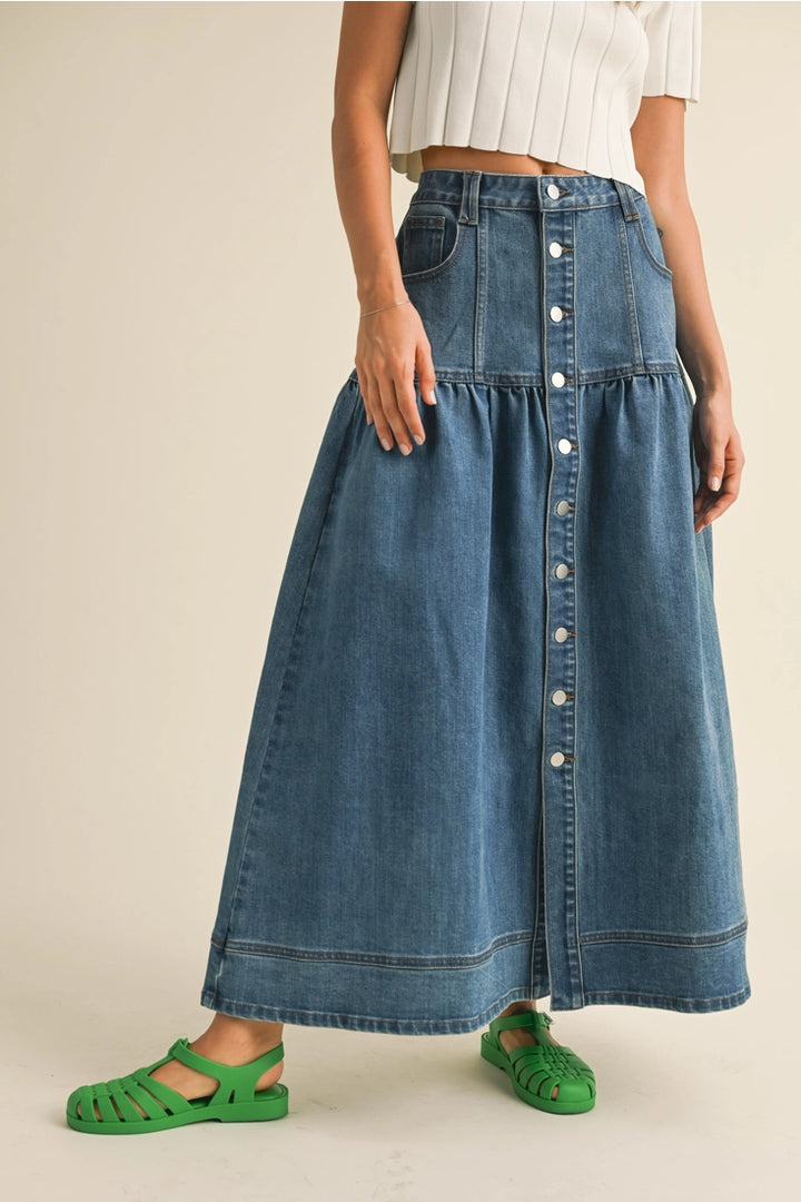 Button-down Denim Skirt