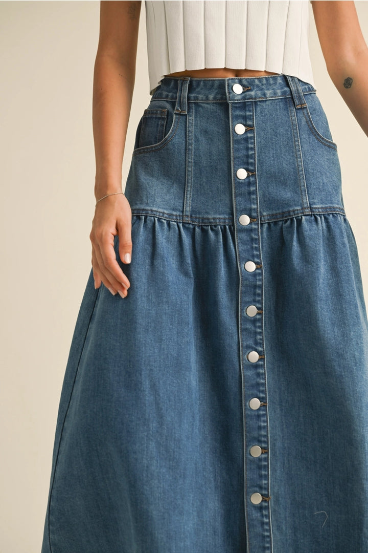 Button-down Denim Skirt