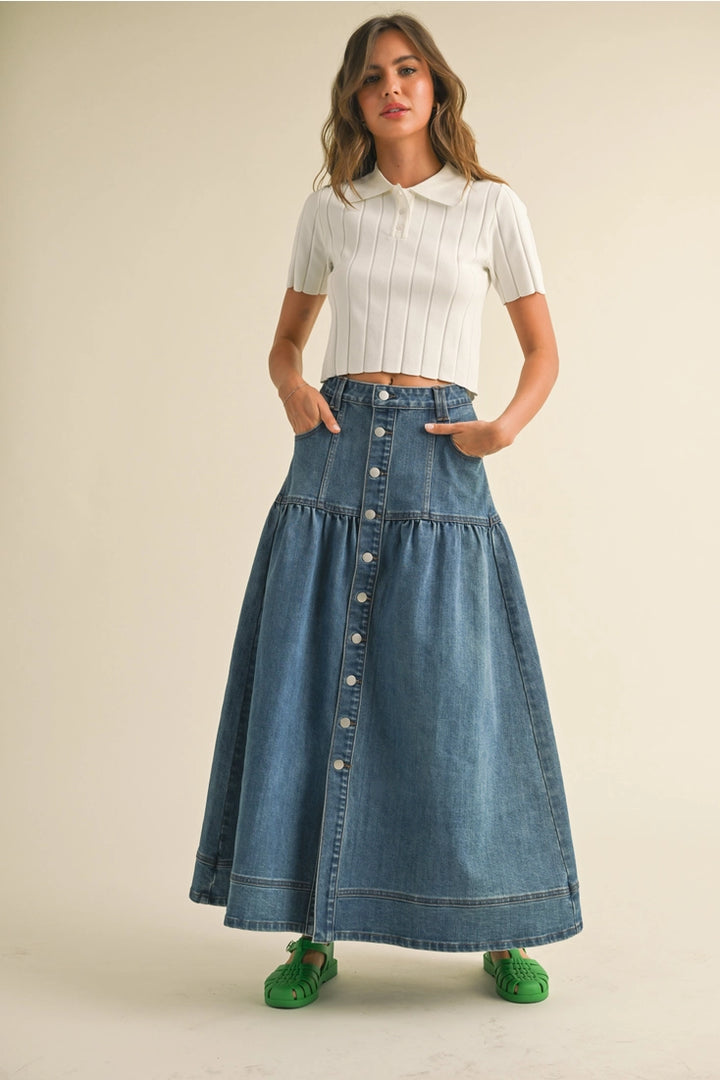 Button-down Denim Skirt