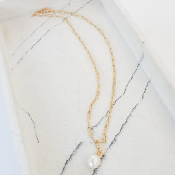 Paper Clip Chainw/ Mini Pearl