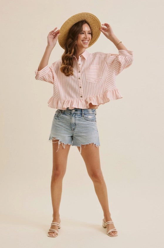 Candice Oversized Striped Button-Up