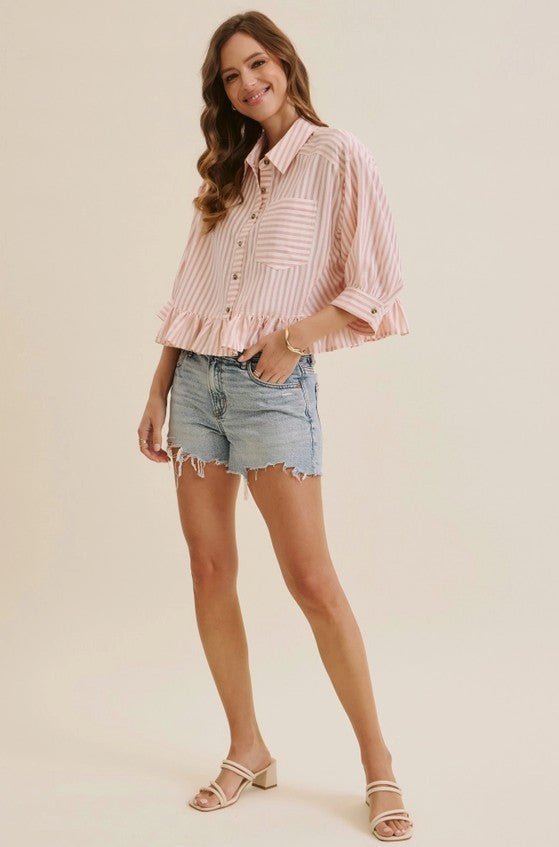 Candice Oversized Striped Button-Up