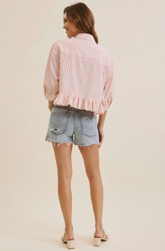 Candice Oversized Striped Button-Up