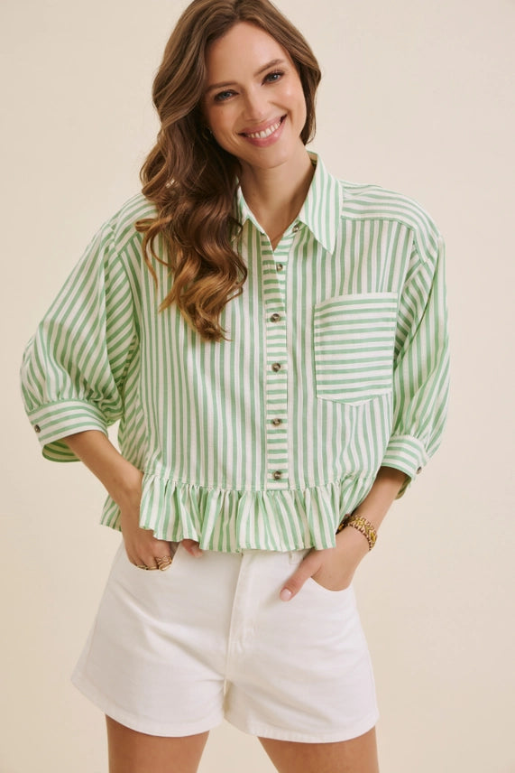 Clover Ruffle Button Down