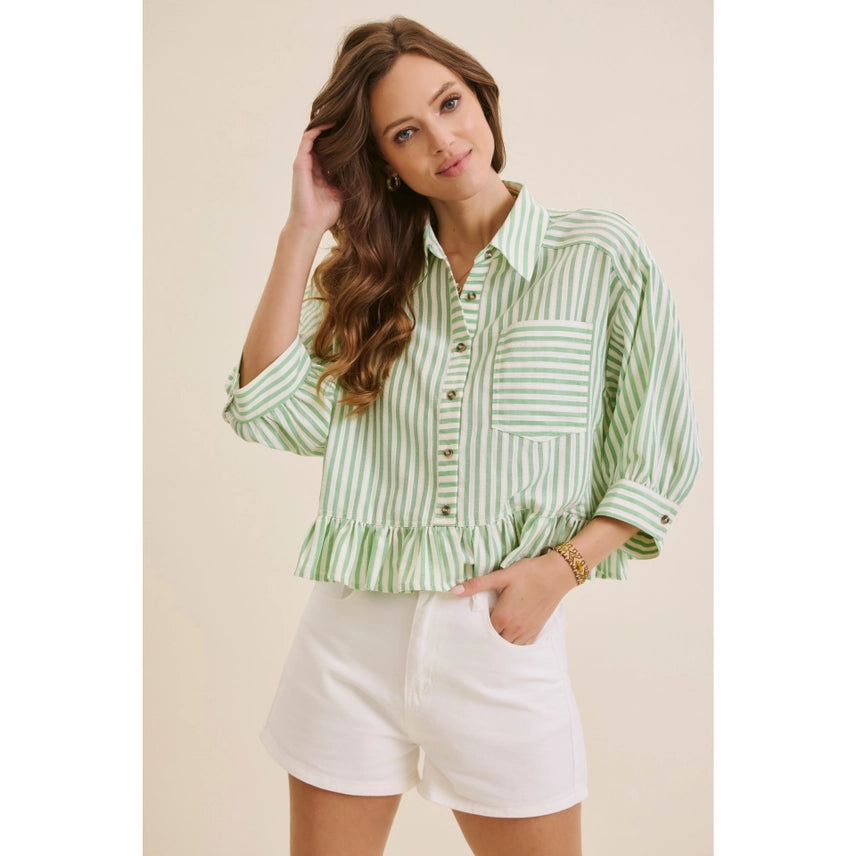 Clover Ruffle Button Down