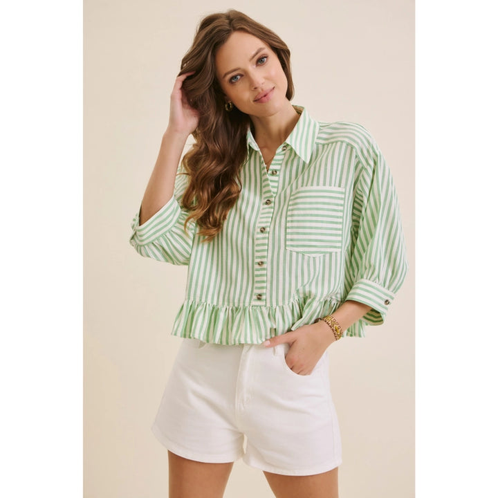 Clover Ruffle Button Down