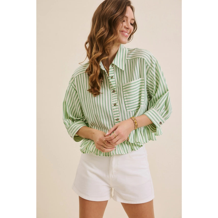 Clover Ruffle Button Down