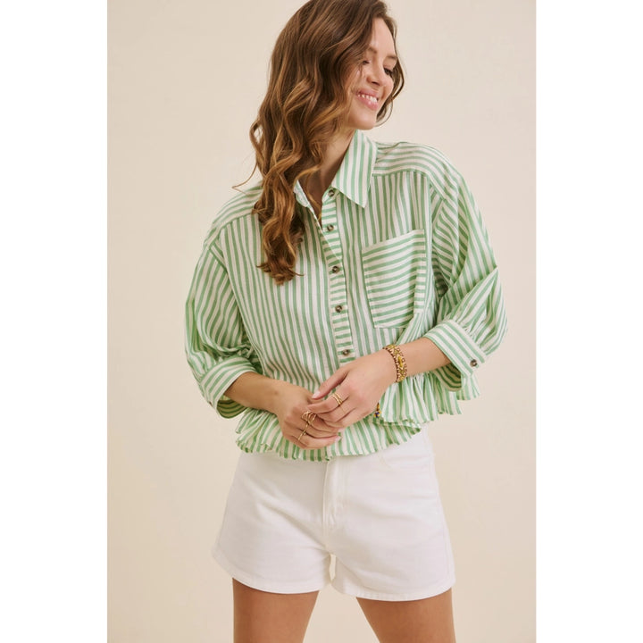 Clover Ruffle Button Down